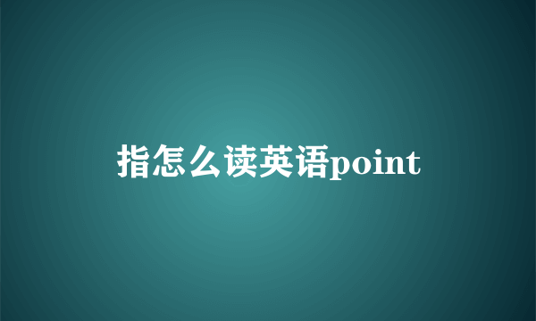 指怎么读英语point
