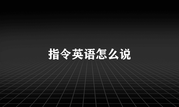 指令英语怎么说