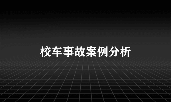 校车事故案例分析