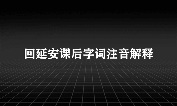 回延安课后字词注音解释