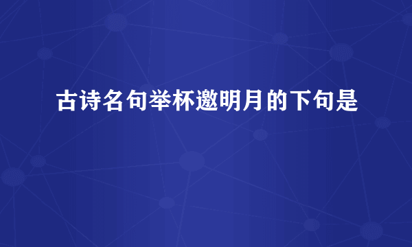 古诗名句举杯邀明月的下句是