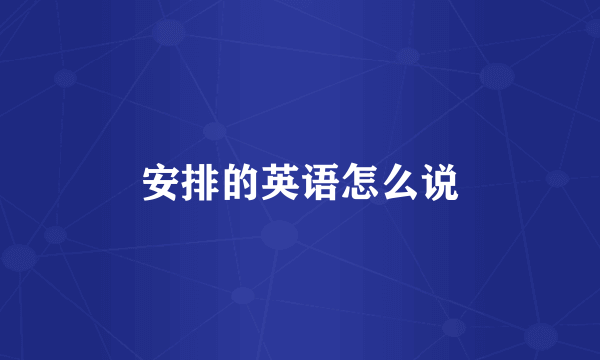 安排的英语怎么说