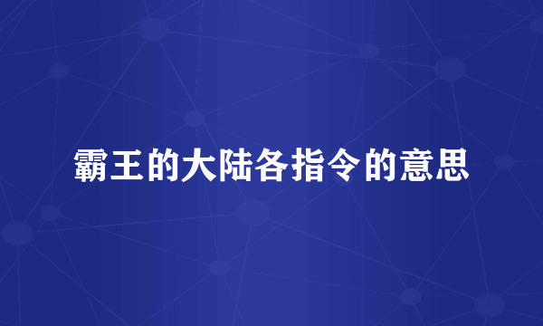 霸王的大陆各指令的意思