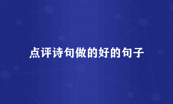点评诗句做的好的句子