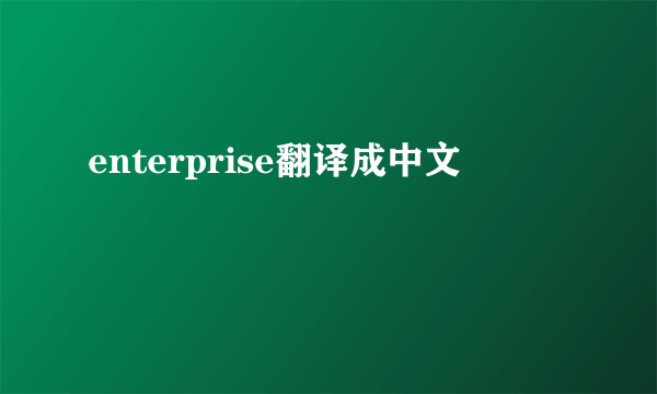 enterprise翻译成中文