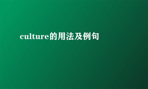 culture的用法及例句