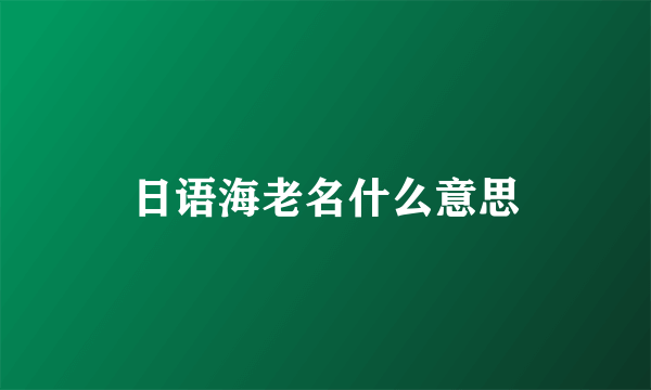 日语海老名什么意思