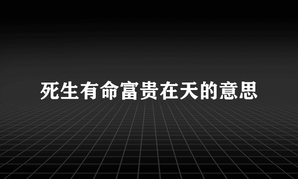 死生有命富贵在天的意思