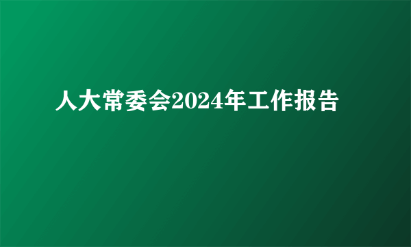 人大常委会2024年工作报告