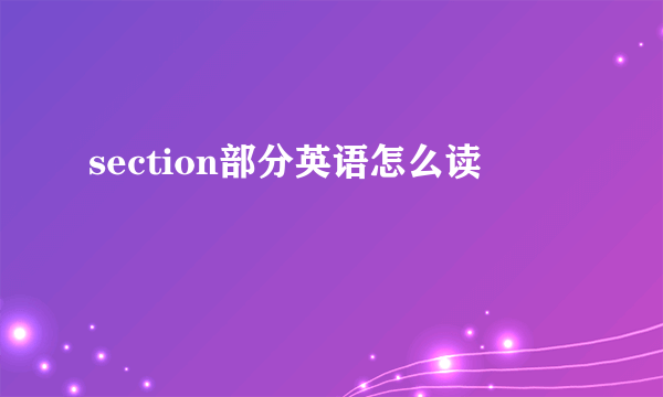section部分英语怎么读