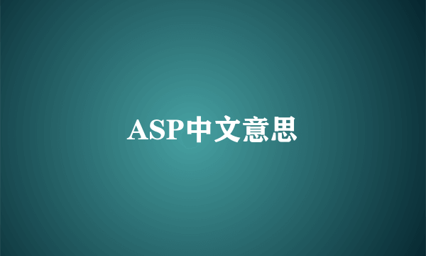 ASP中文意思