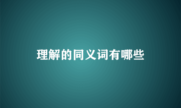 理解的同义词有哪些