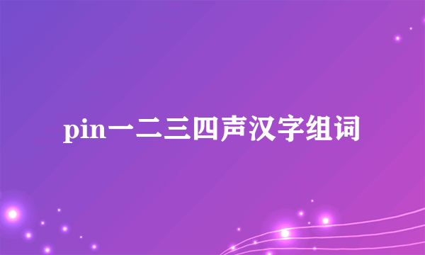 pin一二三四声汉字组词