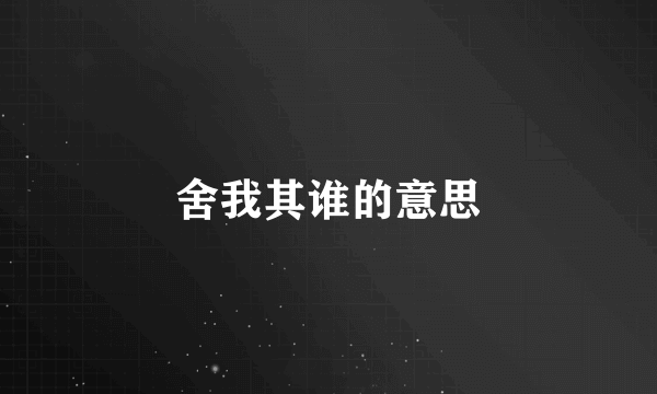 舍我其谁的意思