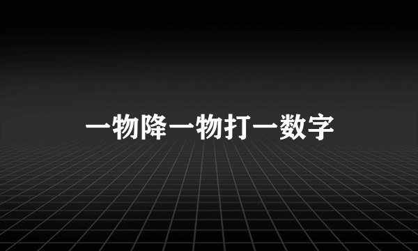 一物降一物打一数字