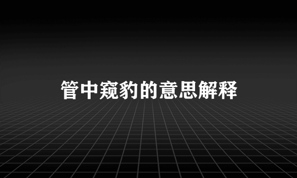 管中窥豹的意思解释
