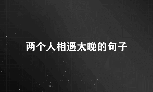 两个人相遇太晚的句子
