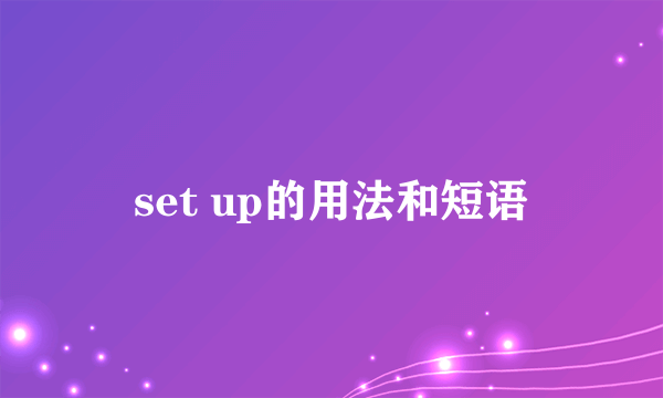 set up的用法和短语