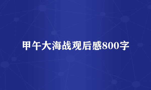 甲午大海战观后感800字