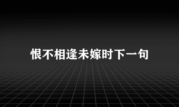 恨不相逢未嫁时下一句