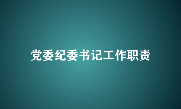 党委纪委书记工作职责