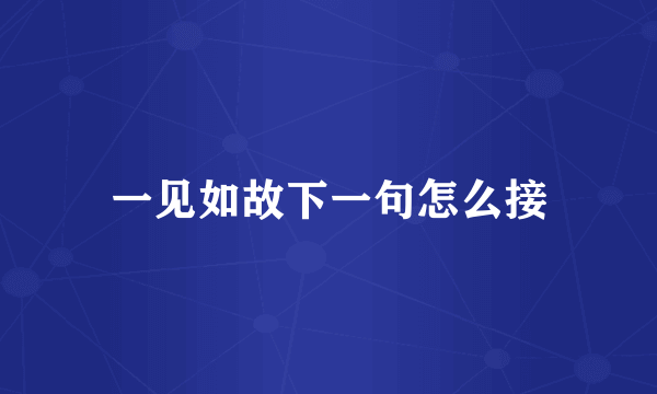 一见如故下一句怎么接