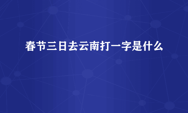 春节三日去云南打一字是什么
