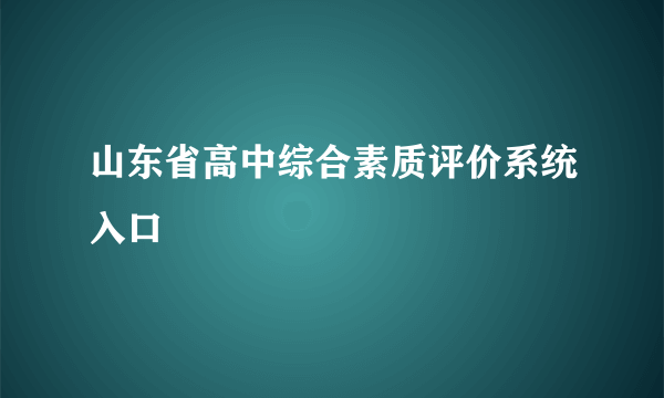 山东省高中综合素质评价系统入口