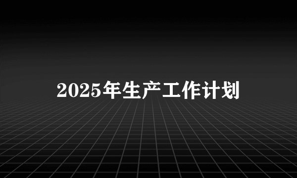 2025年生产工作计划