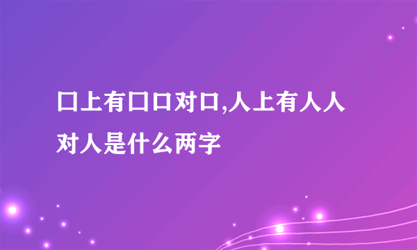 囗上有囗口对口,人上有人人对人是什么两字
