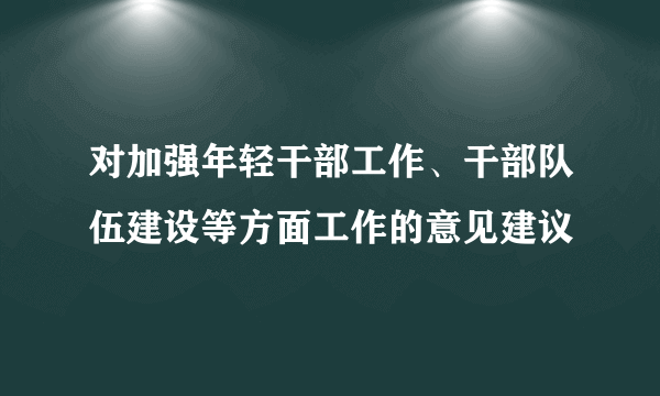 对加强年轻干部工作、干部队伍建设等方面工作的意见建议