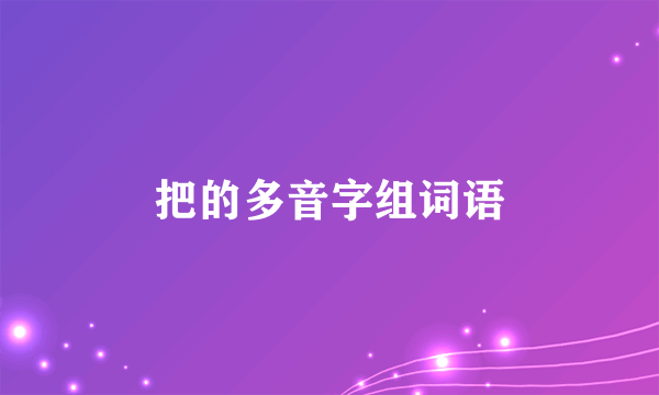 把的多音字组词语