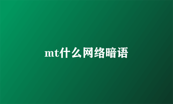 mt什么网络暗语