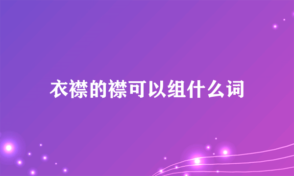 衣襟的襟可以组什么词