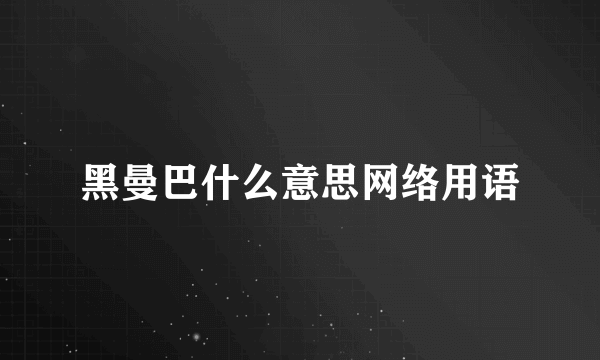 黑曼巴什么意思网络用语