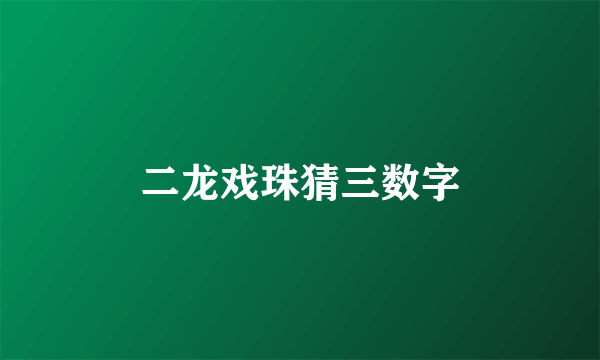 二龙戏珠猜三数字