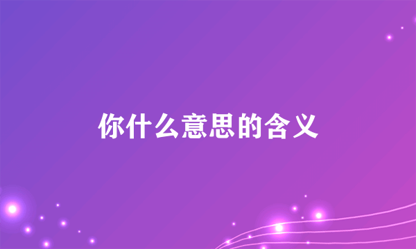 你什么意思的含义