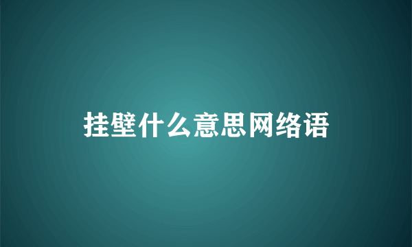 挂壁什么意思网络语