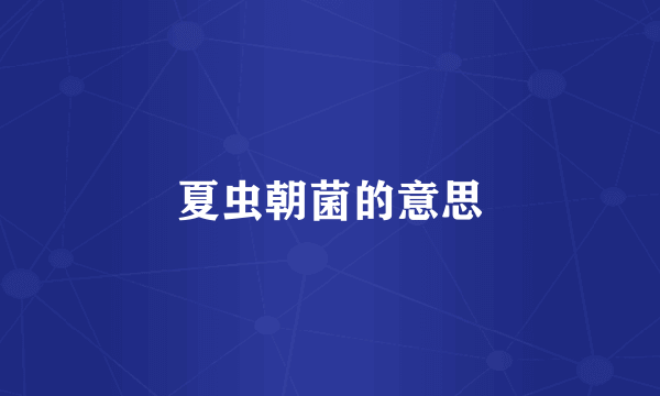 夏虫朝菌的意思