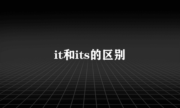 it和its的区别