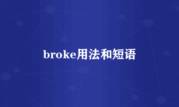 broke用法和短语
