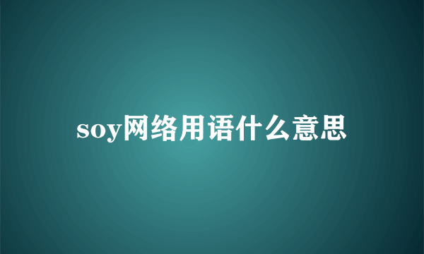 soy网络用语什么意思