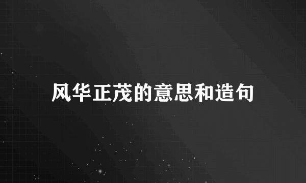 风华正茂的意思和造句