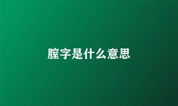 膣字是什么意思