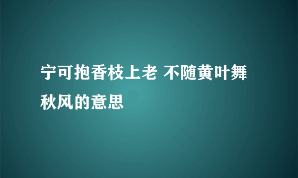 宁可抱香枝上老 不随黄叶舞秋风的意思
