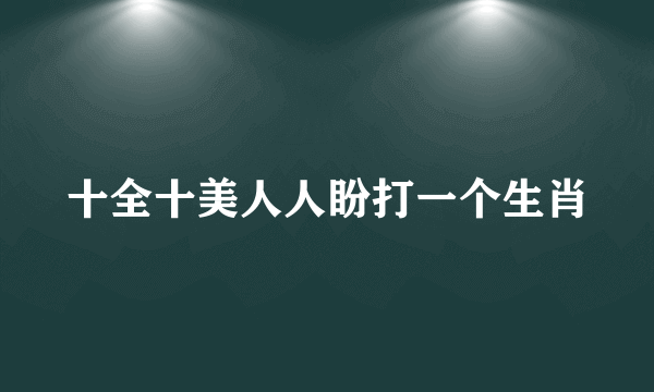 十全十美人人盼打一个生肖