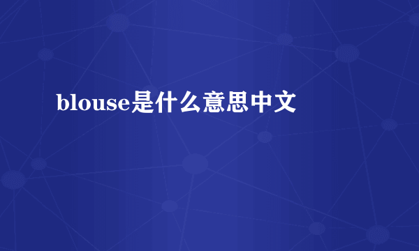 blouse是什么意思中文