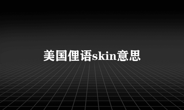 美国俚语skin意思