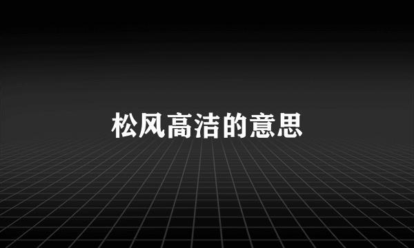 松风高洁的意思