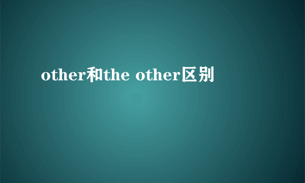 other和the other区别